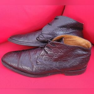 Gucci Men's GG Monogram Embossed leather chukka boots. Sz. 12